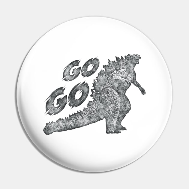 Go Go Godzilla Pin by karutees