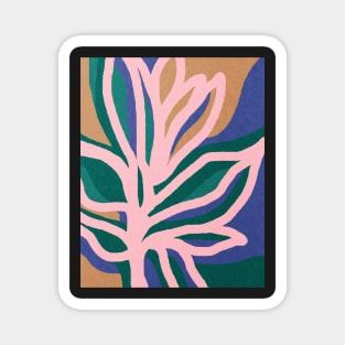 Abstract tropical leaves, Plant, Line art Magnet