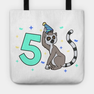 I am 5 with lemur - kids birthday 5 years old Tote