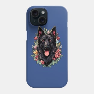 Black German Shepherd Dog Flowers Phone Case