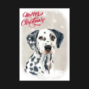 Lovely Dalmatian Merry Christmas Santa Dog T-Shirt