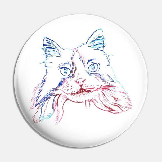 Fluffy Tuxedo Cat Pin by RaLiz