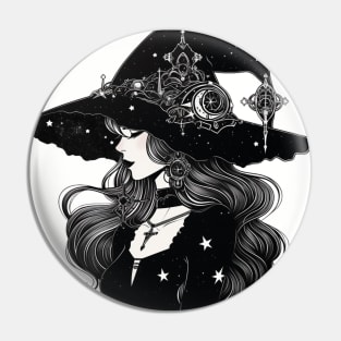 Black and White Gothic Astrology Witch Pin