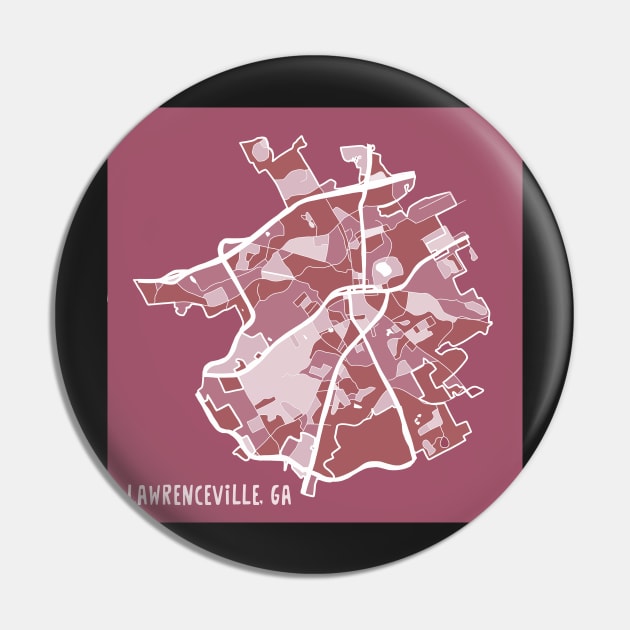 Lawrenceville, GA Map In Cranberry Pin by MarcyBrennanArt