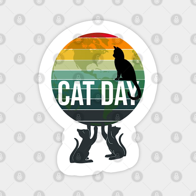 International Cat Day Retro Magnet by PlusAdore