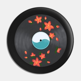 Flowers on Vinyl Record Pin