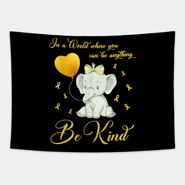 Elephant Childhood Cancer In The World Where You Be Kind Tapestry by HomerNewbergereq