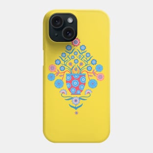 JARDINIERE Vintage Damask Flowers in Floral Vase  Icy Blue Red Yellow Pink - UnBlink Studio by Jackie Tahara Phone Case