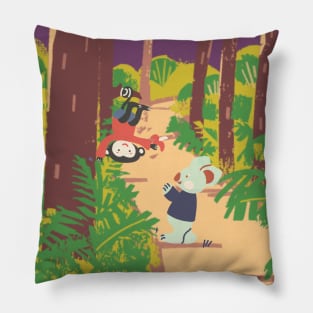 Koala and Monkey in the Woods Pillow