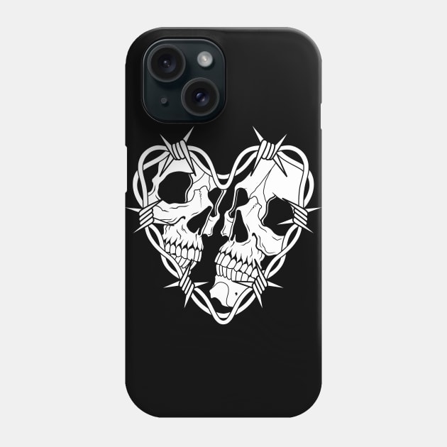 Skulls with barbed wire heart Phone Case by Smurnov