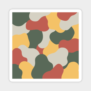 Colourful Blob Abstract Pattern in Light Red Dark Green Yellow and Gray Magnet