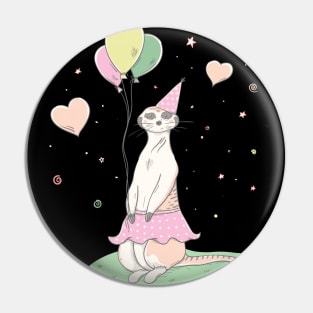 Lovely cute meerkat with color balloons Pin