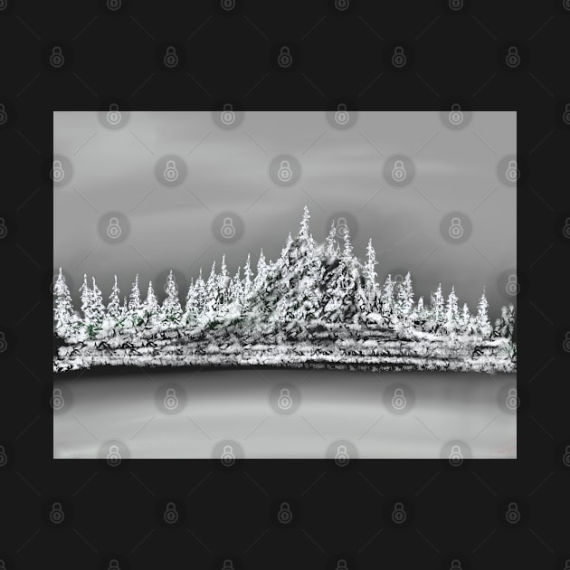 Winter pine trees, snow covered trees by TerrySrArtShop