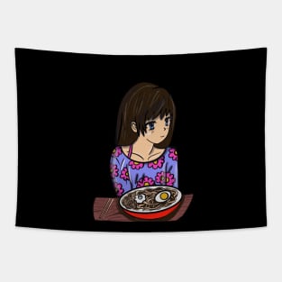 Anime Girl Waiting to Eat With You Tapestry