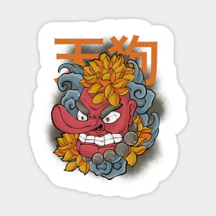 tengu, japanese, anime, kami, god, spirit, kimono, design, flame, blue,  red Sticker for Sale by Zagalar