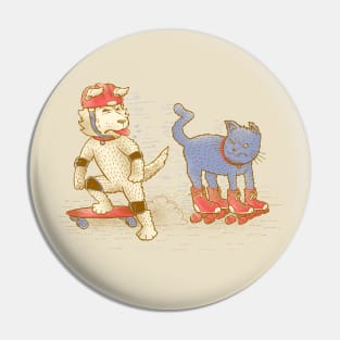 Skateboard Dogs Don't Like Roller Skate Cats Pin