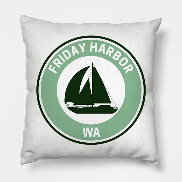 Vintage Friday Harbor Washington Pillow by fearcity