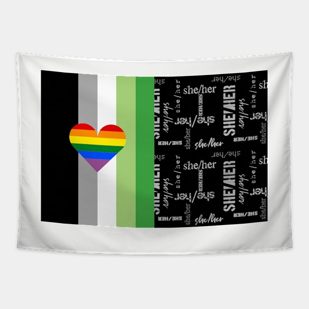 Aromantic Lesbian, She/Her Pronouns - Identity Pride Tapestry by LochNestFarm