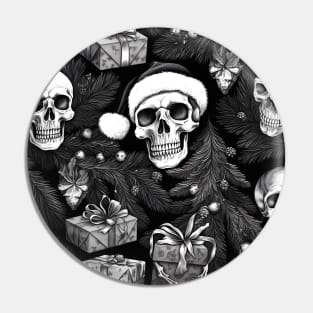 Black Christmas skulls pattern Pin