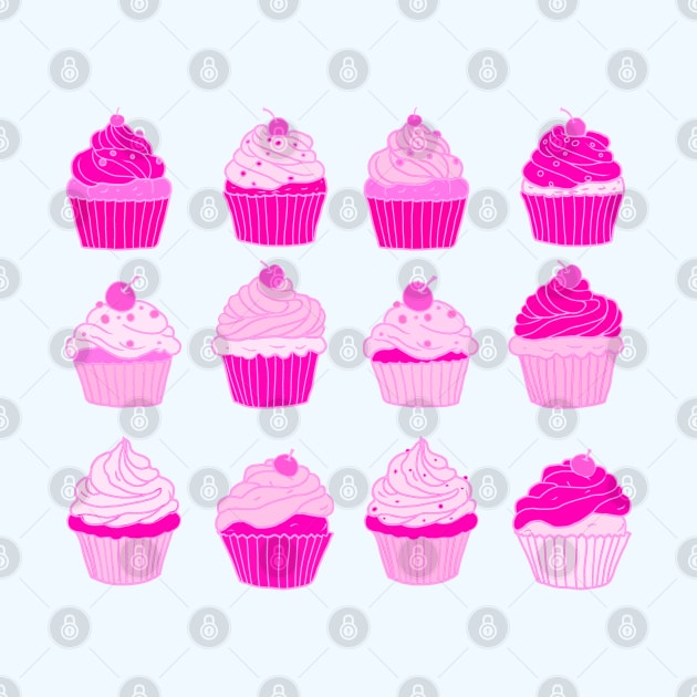 Collection Of Hot Pink Cupcakes by ROLLIE MC SCROLLIE