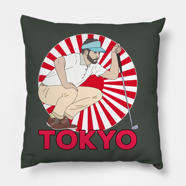 Tokyo Golf Pillow by DiegoCarvalho