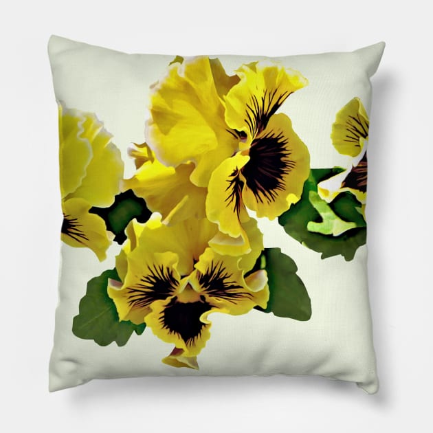 Frilly Yellow Pansies Pillow by SusanSavad