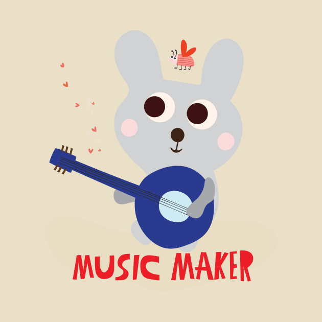 Music Maker Bear Rocks the Guitar by Loo McNulty Design