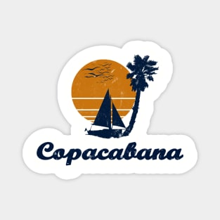 Copacabana Brazil . Sunset Palm Tree Sailor Bot Summer Design Magnet