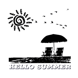 Hello Summer - Back Print Design T-Shirt