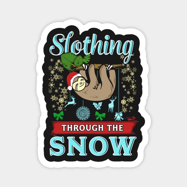 Cute Slothing Through the Snow Christmas Sloth Magnet by theperfectpresents