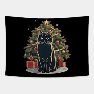 cat and the Christmas Tree Tapestry