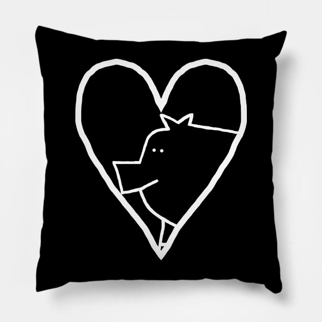 Minimal White Line My Pig Valentine Pillow by ellenhenryart