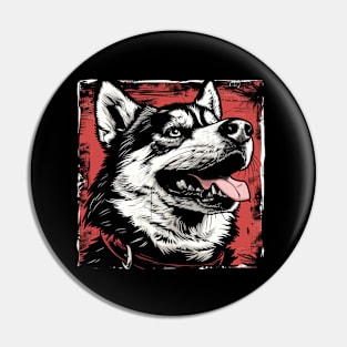 Retro Art Alaskan Malamute Dog Lover Pin