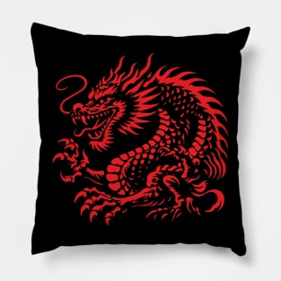 Ink and Myth: Enigmatic Dragon Pillow