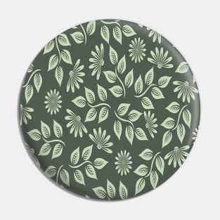 Green leaf and flower textile Pin