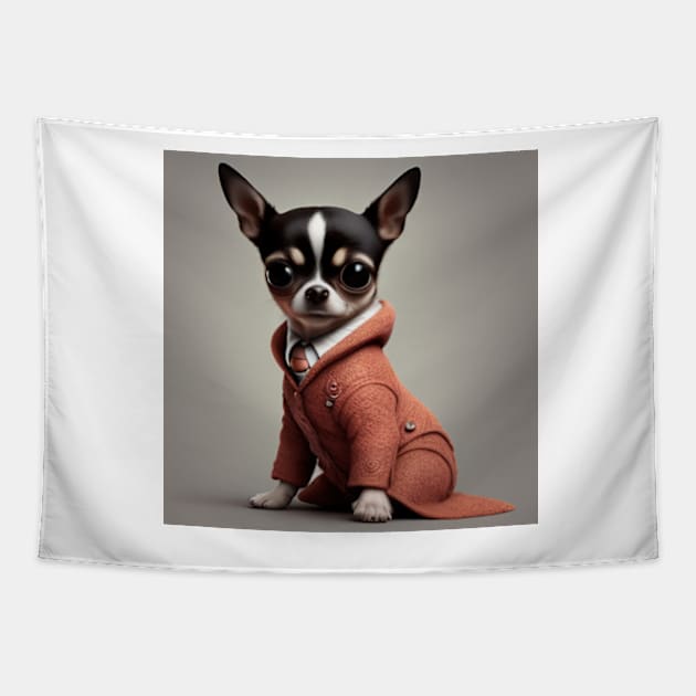 Chihuahua in suit Tapestry by IDesign23