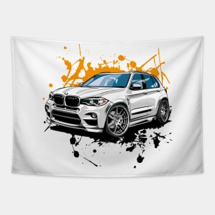 SUV Vehicles in Graffiti Cartoon Style Tapestry