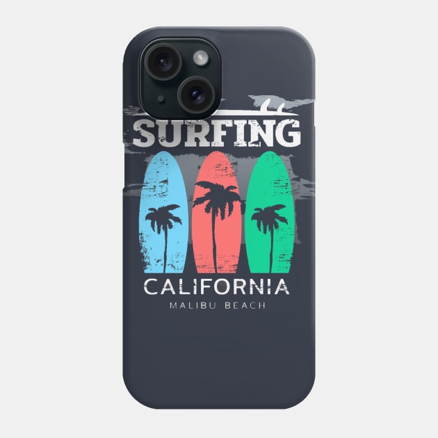 Surfing California Phone Case by FunnyHedgehog