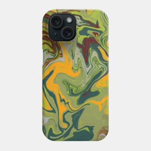 Shades of Moody Green Yellow and Brown Aesthetic Marble Pattern Phone Case