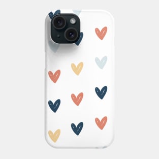 Neutral Pastel Colors Cute Love Hearts With White Background Phone Case