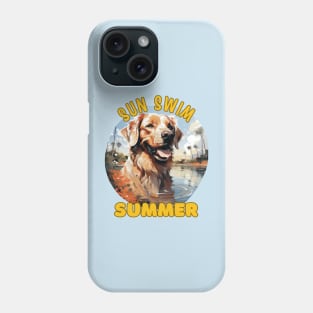 The Golden Retriever Dog's Vacation. Sun Swim Summer. Phone Case