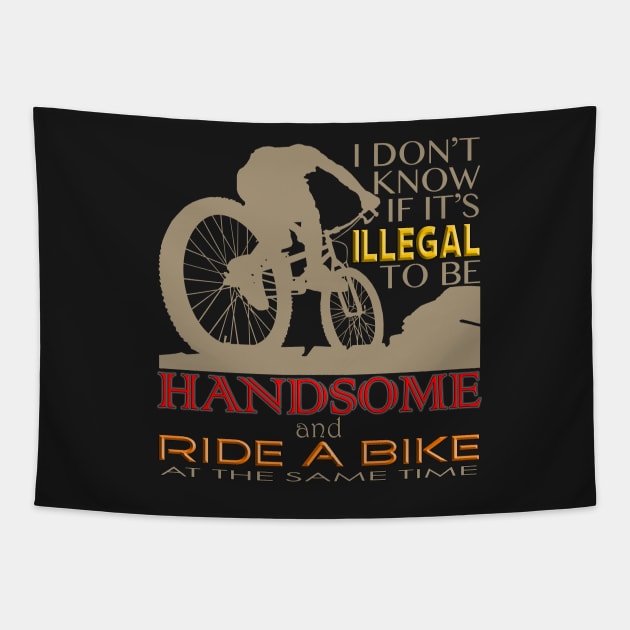 illegally handsome on a bike Tapestry by Aine Creative Designs