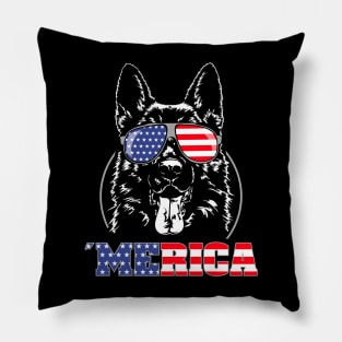 Proud Patriotic German Shepherd American Flag Merica dog Pillow