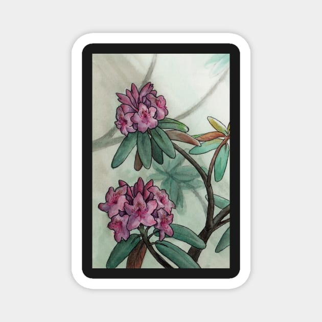 Watercolor Rhododendron Blooms Magnet by AnimalWhimsy