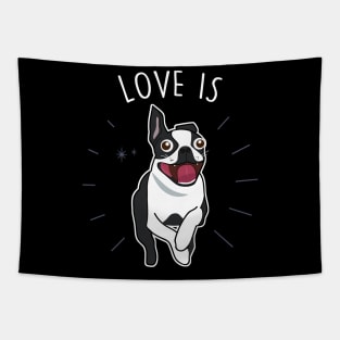 Love Is Boston Terrier Dog Tapestry