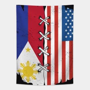 Filipino American Pride with US and Philippines Flag Tapestry