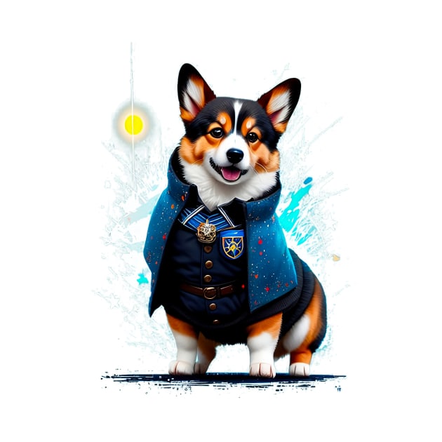 Whimsical Corgi in Magical School Uniform by fur-niche