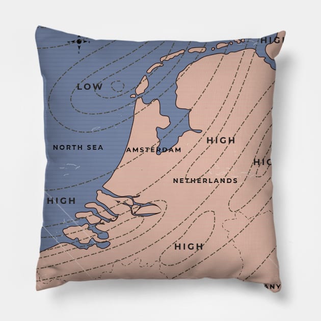 Netherlands Weather map Pillow by nickemporium1