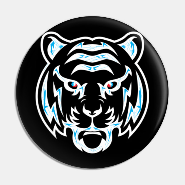 White Tiger Face Abstract Shapes Lightning Eyes Tiger Pin