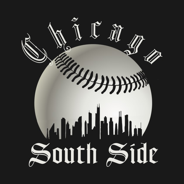 Vintage Chicago City Skyline White Baseball South Side S.O.X by justiceberate